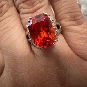 Vintage silver orange stone ring